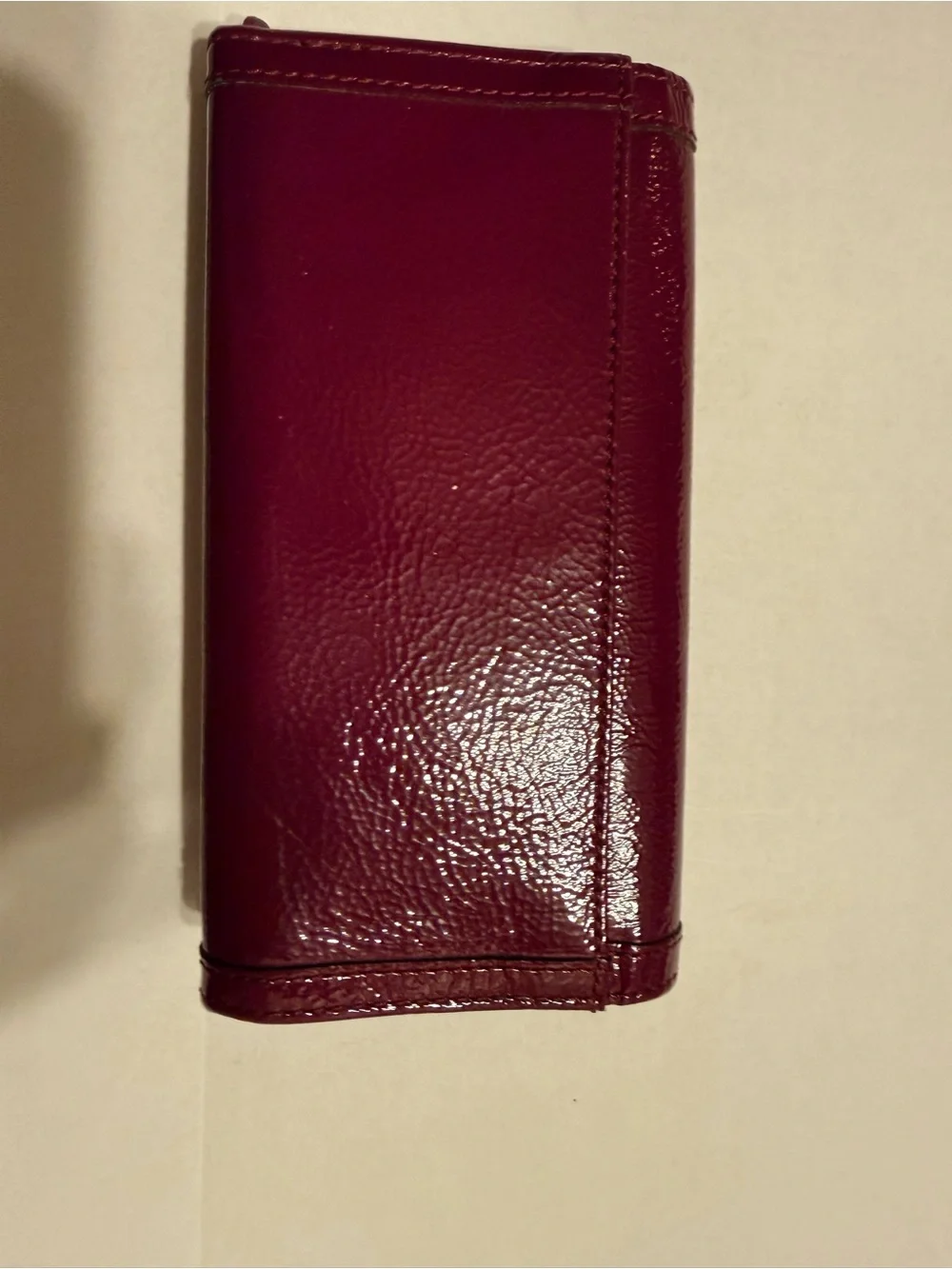 Glossy Plum Leather Clutch Wallet - coach